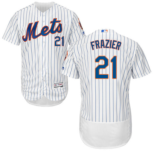 Mets #21 Todd Frazier White(Blue Strip) Flexbase Authentic Collection Stitched MLB Jersey - Click Image to Close
